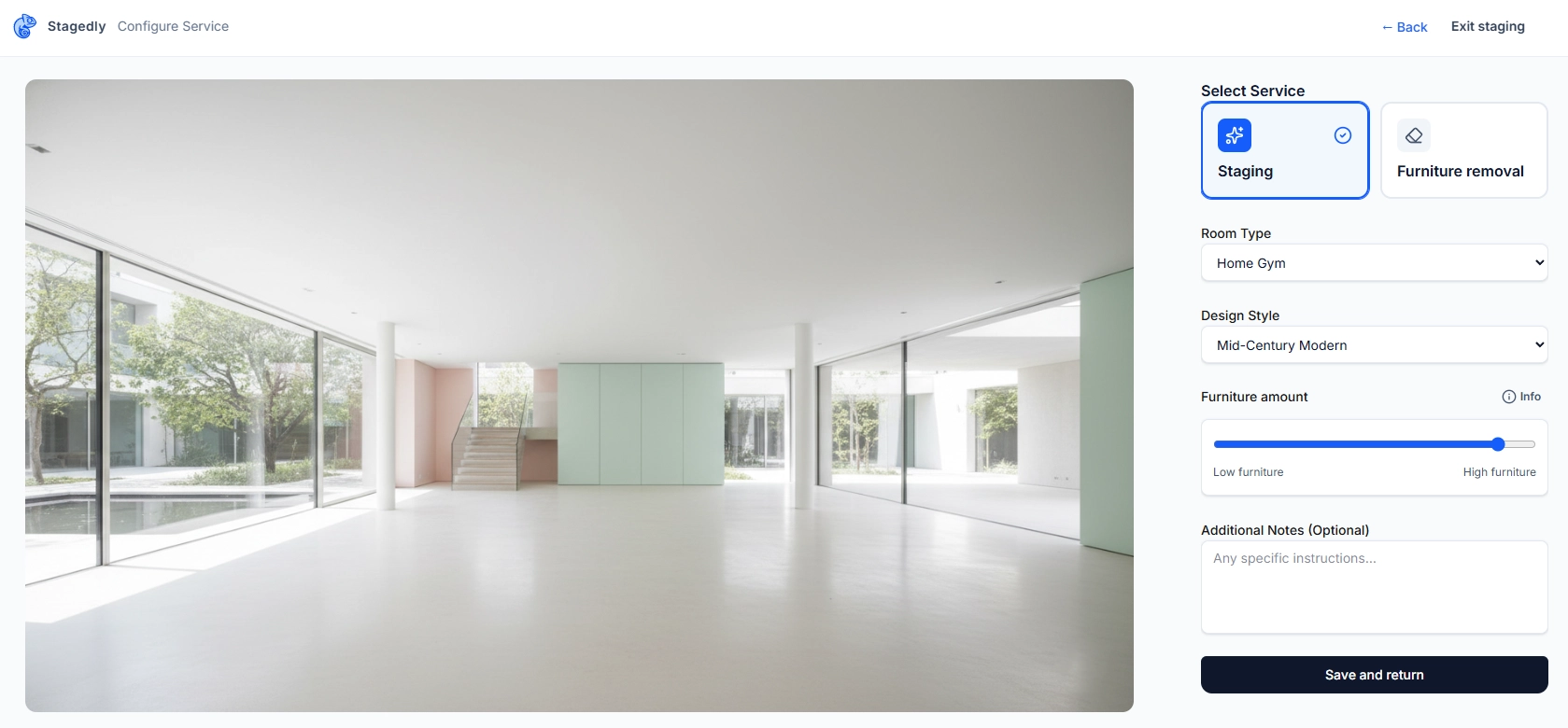 Furniture amount slider interface on desktop